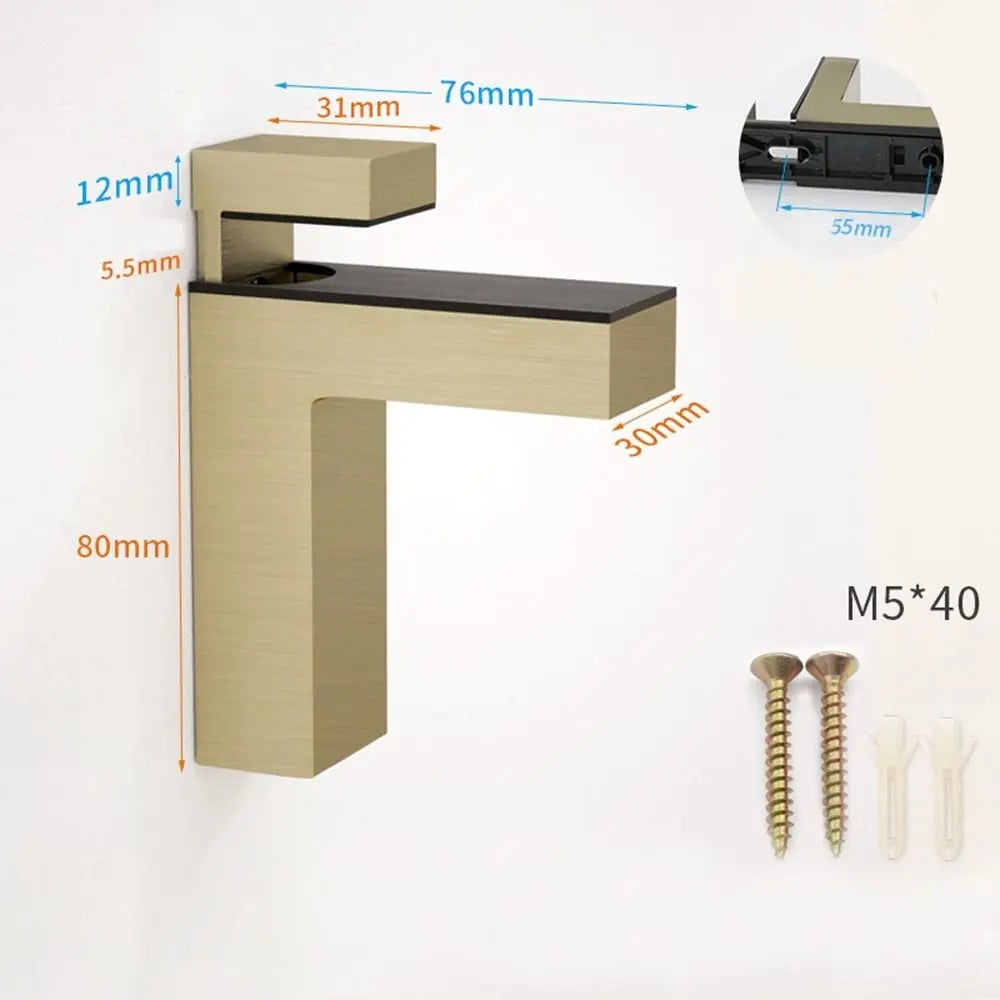 Wall Mount Zinc Alloy Furniture Accessories Cabinet Door clip Glass Door Clamp Frameless Brackets Glass Shelf Holder