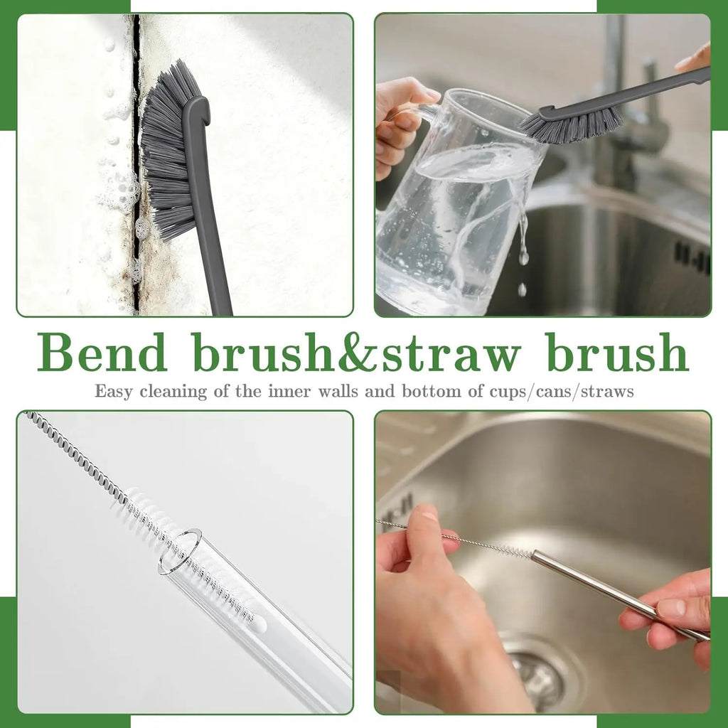 15-Piece Hard Bristle Crevice Cleaning Brush Set for Home, Bathroom, Kitchen, Window and Corners