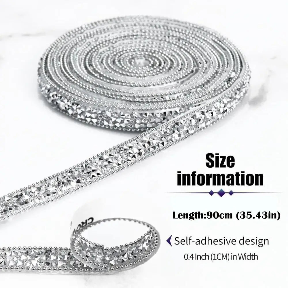 Self Adhesive Crystal Rhinestone Sticker DIY Sticker 1cm Width Diamond Ribbon Bling Crystal Crystal Roll Glitter