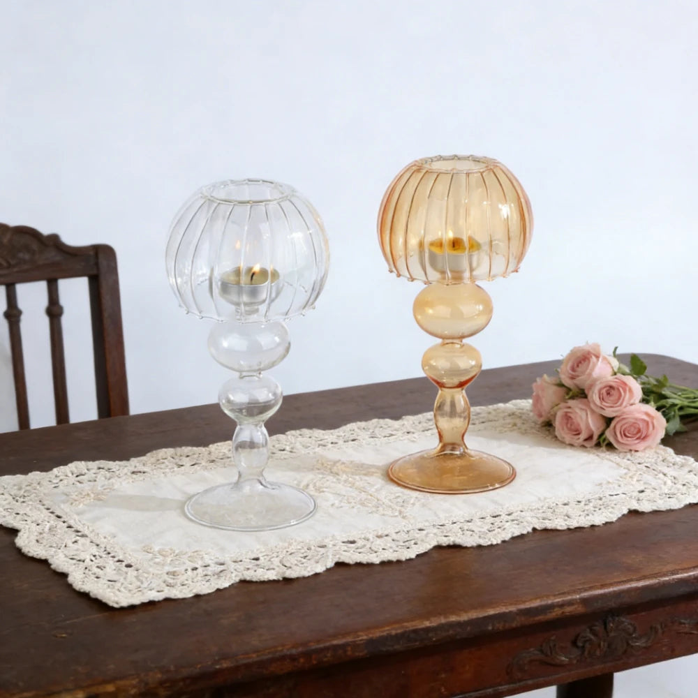 Nordic Style Transparent Glass Candle Holder Romantic Wedding Decoration Modern Candle Holder Home Table Centerpiece Decor