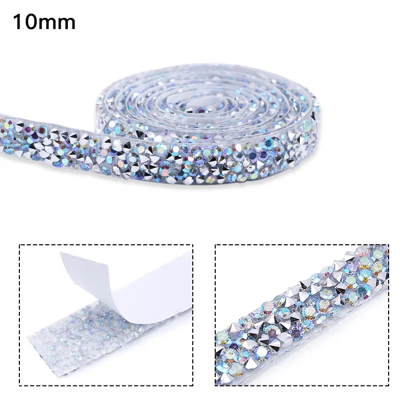 10mm-30mm Rhinestone Ribbons Self-Adhesive Trim Gift Handmade Rhinestone Stickers Applicator Ribbon With Rhinestones Appliques