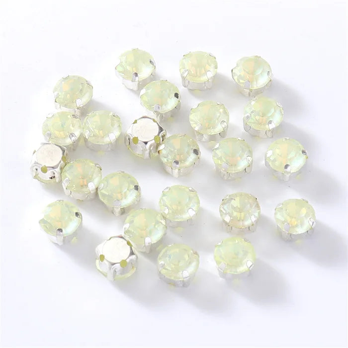 4mm-8mm Glitter Glass Sewing Rhinestones with Sliver Base Round Crystal Strass stones for diamond  Jewellery clothes diy