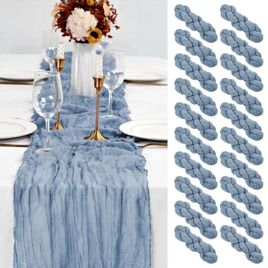 Pack Dusty Blue Table Runner 10Ft Cheesecloth Table Runner Boho Gauze Cheese Cloth Table Runners Romantic Long Sheer Fabric Tabl