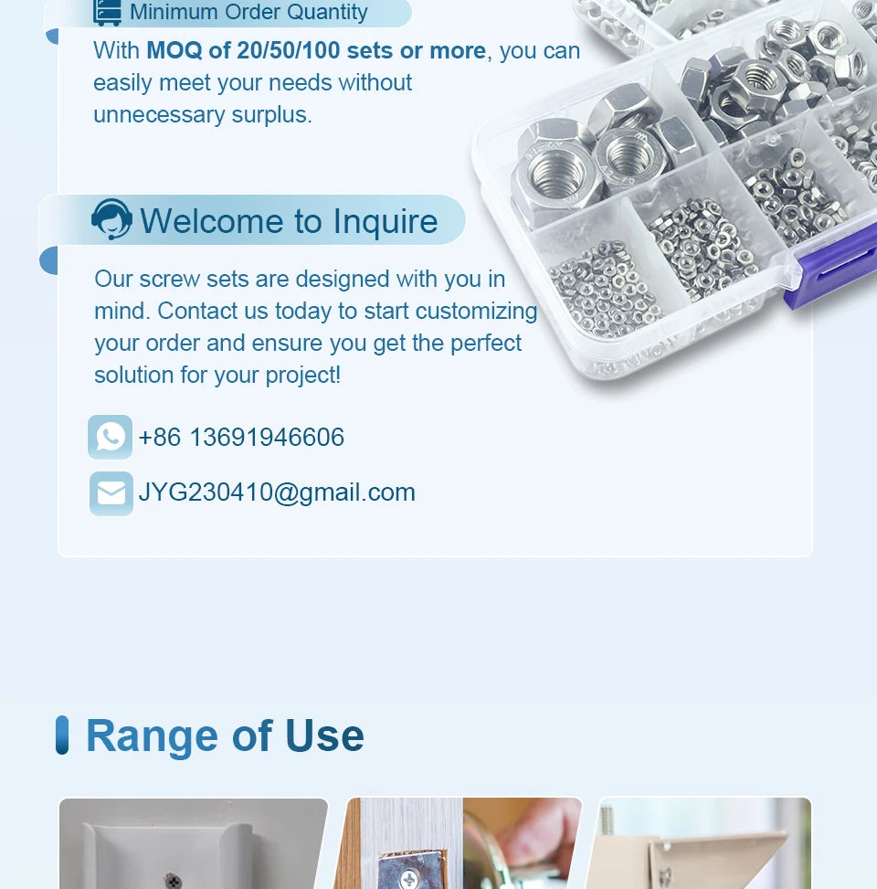 190/450/800/1300pcs Cross Flat Head Self-tapping Screws Set Assortment Kit Nickel Plated M1-M4 Phillips Head Wood Screw