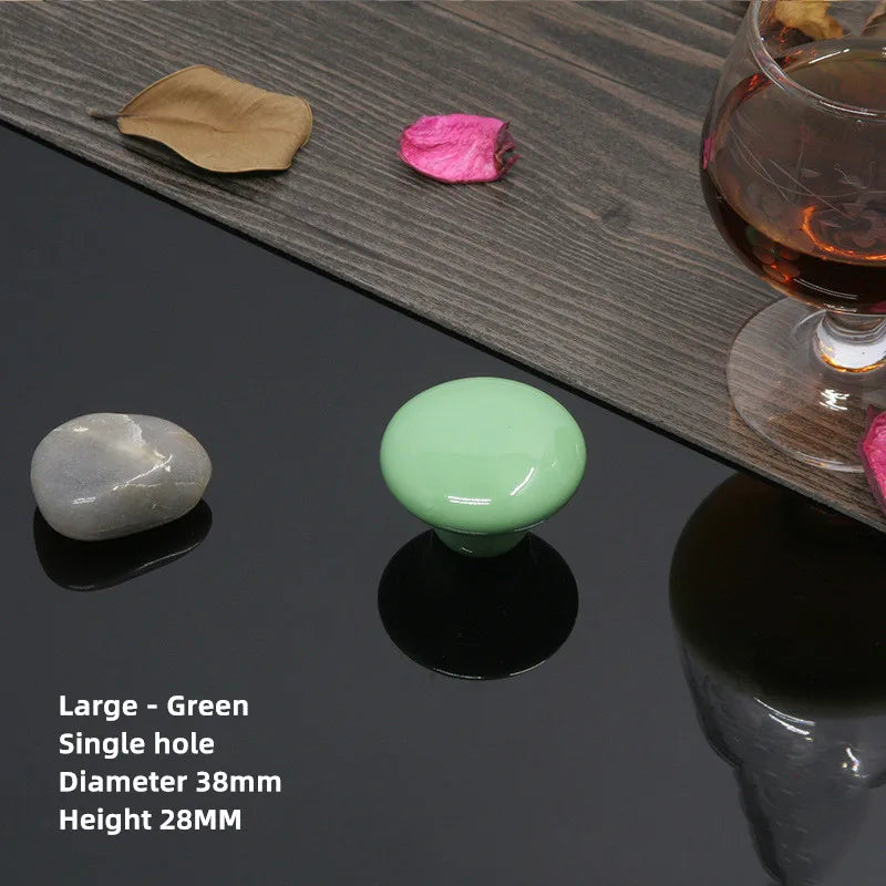 Colorful Ceramic Door Handles Round Cabinet Knobs Cupboard Drawer Wardrobe Pull Knob Furniture Candy Color Accessories