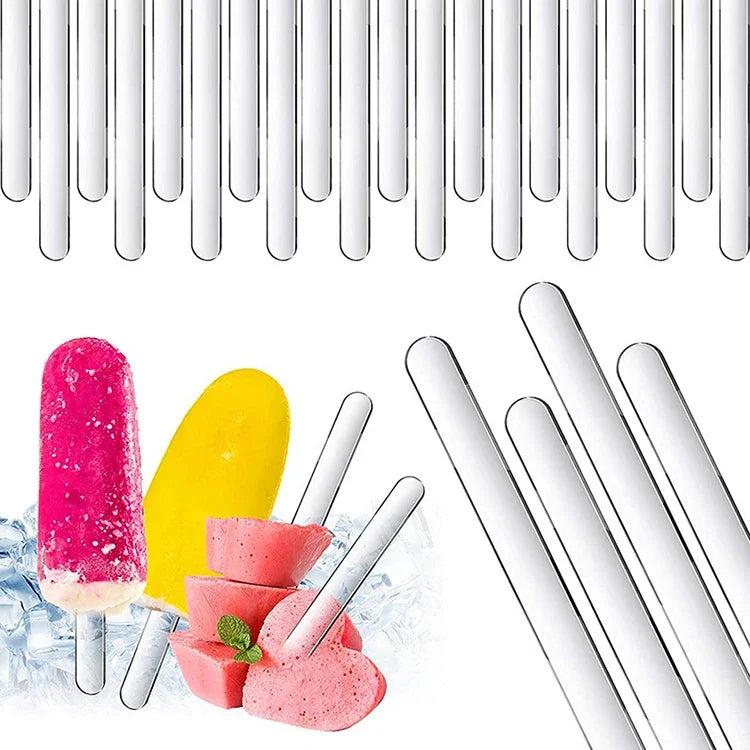 20Pcs Reusable Ice Cream Sticks Acrylic Popsicle Stick Clear Acrylic Ice Cream Sticks DIY Crafts BJL004