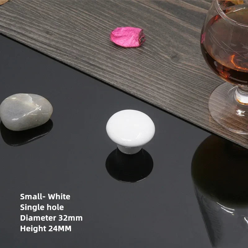 Colorful Ceramic Door Handles Round Cabinet Knobs Cupboard Drawer Wardrobe Pull Knob Furniture Candy Color Accessories