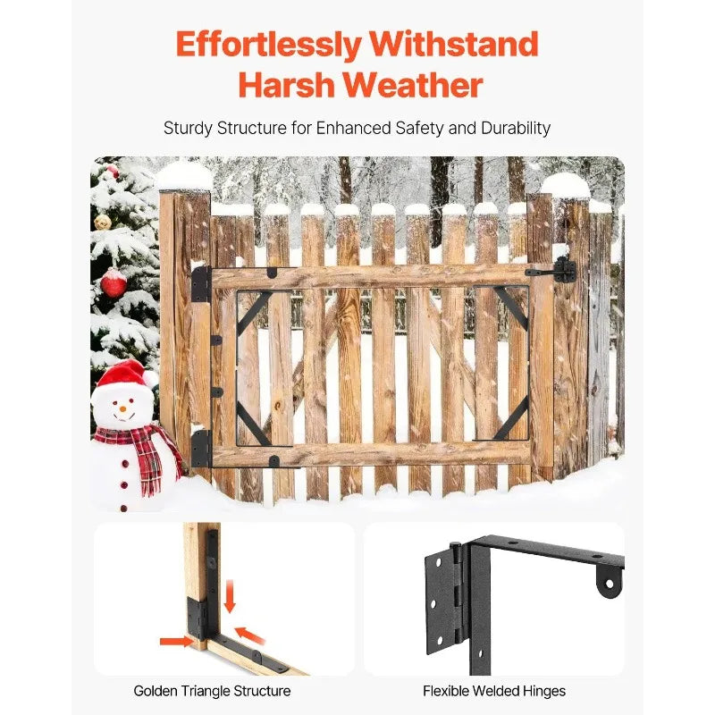 Gate Corner Brace Bracket, Anti Sag Gate Frame Hardware Kit, Gate Frame Brace Bracket with Latch Lock Rope, Latch Lock, for