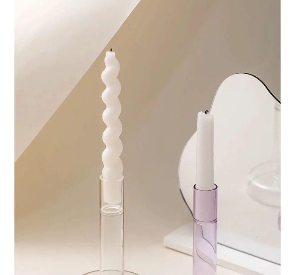 Creative Transparent Glass Vertical Candle Holder Home Bedroom Wedding Holiday Romantic Dining Table Decoration Ornament