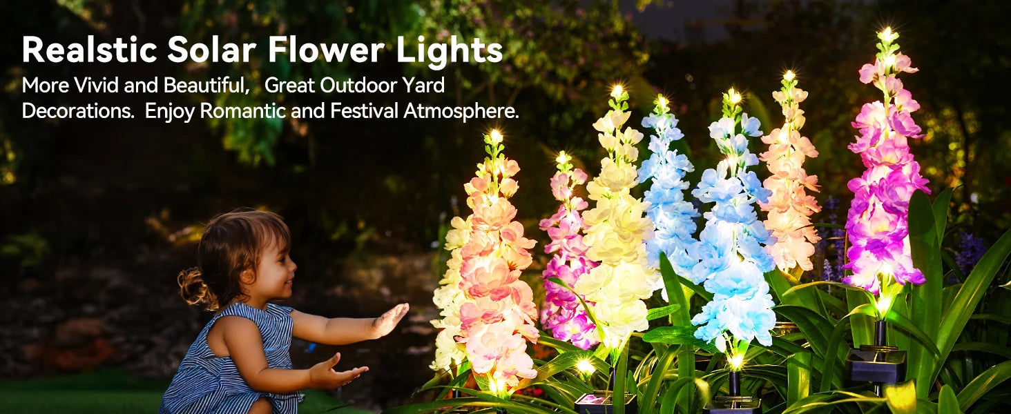 2/4 Pack Upgraded Solar Garden Lights with 36 LEDs, Solar Lights for Outside, Outdoor Solar Flowers Lights for Yard Patio
