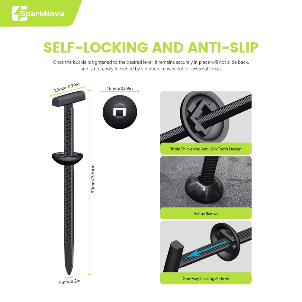 10/20/50/100pcs Heavy Duty Self Locking Cable Ties with Pin Button Universal Nylon Zip Ties for Car Repair Fastening Strap