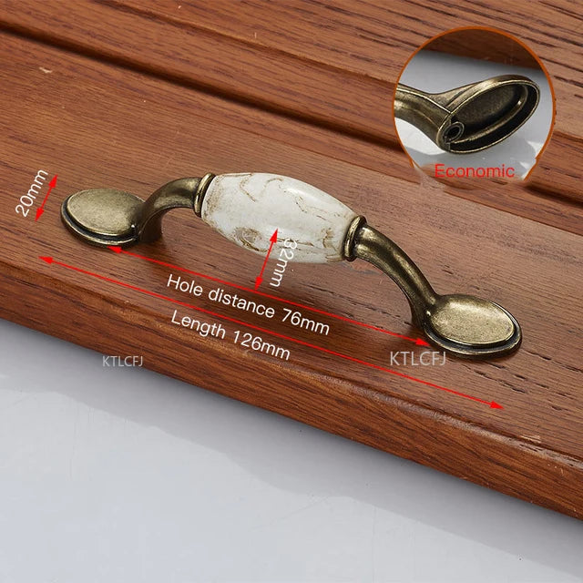 European Bronze Ceramic Cabinet Handles Zinc Alloy Drawer Knobs Wardrobe Door Handles Furniture Handle