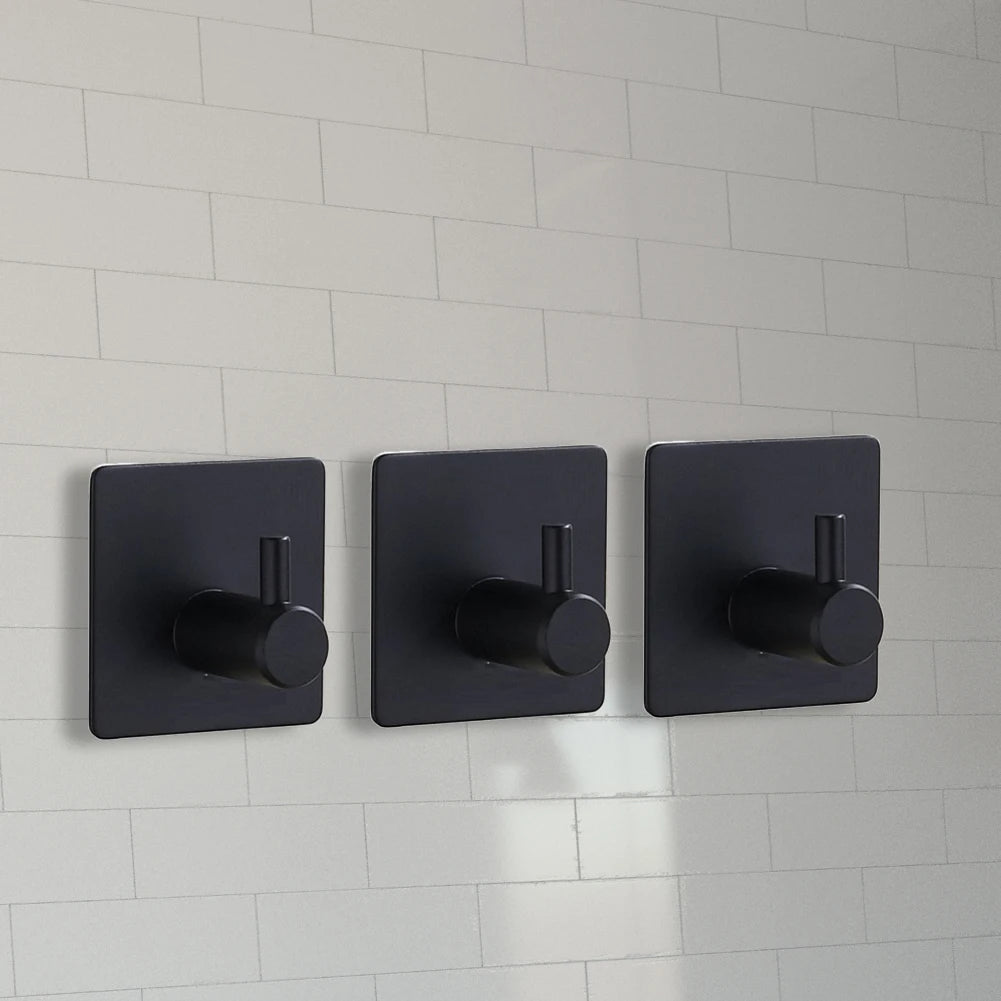 Space Aluminium Self Adhesive Towel Hooks Wall Coat Rack Key Holder Towel Hooks Clothes Hanging Rack Bathroom Accessories