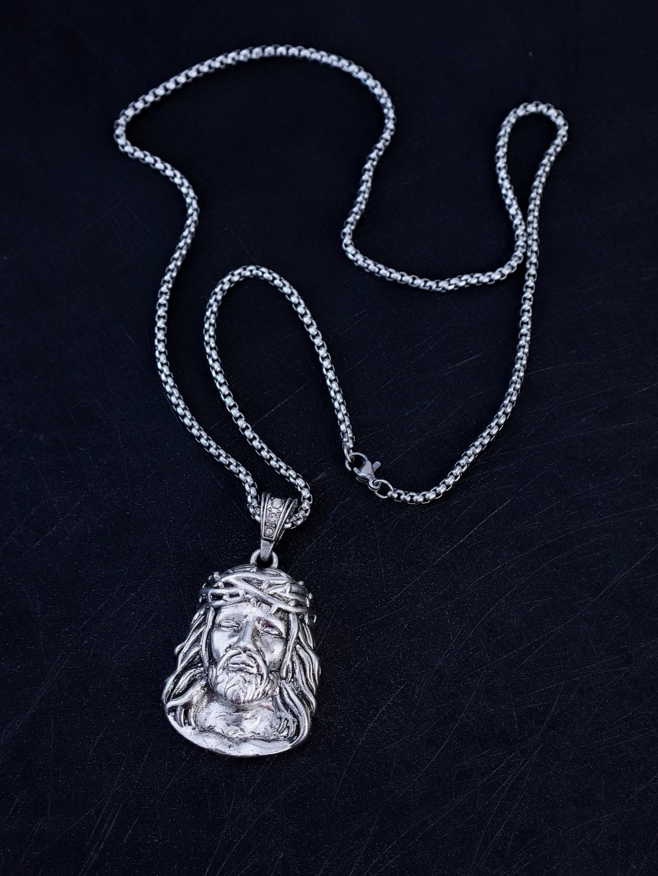 LLL 6 Sizes Hip Hop Punk Style God Jesus Head Deluxe Gold Plated Pendant Collar Necklace Figaro Chain Men Women Jewelry