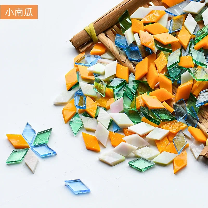 200g Diamond Shape Mosaic Mica Stained Glass Mosaic Tiles Mosaic Making Tiles for Puzzle Art DIY Craft Lamp Table Accessories