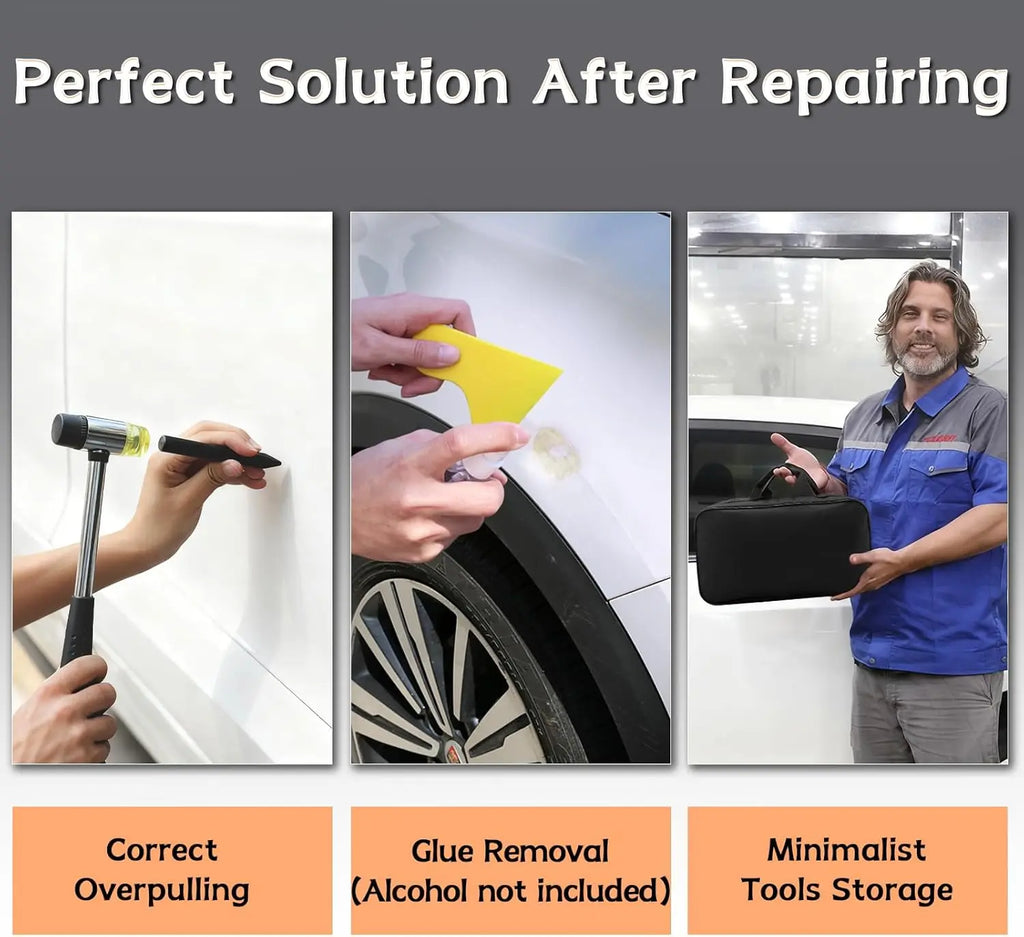 Car Dent Puller Kit with Glue Gun, Suction Cup & Tools for Paintless Dent Removal at Home