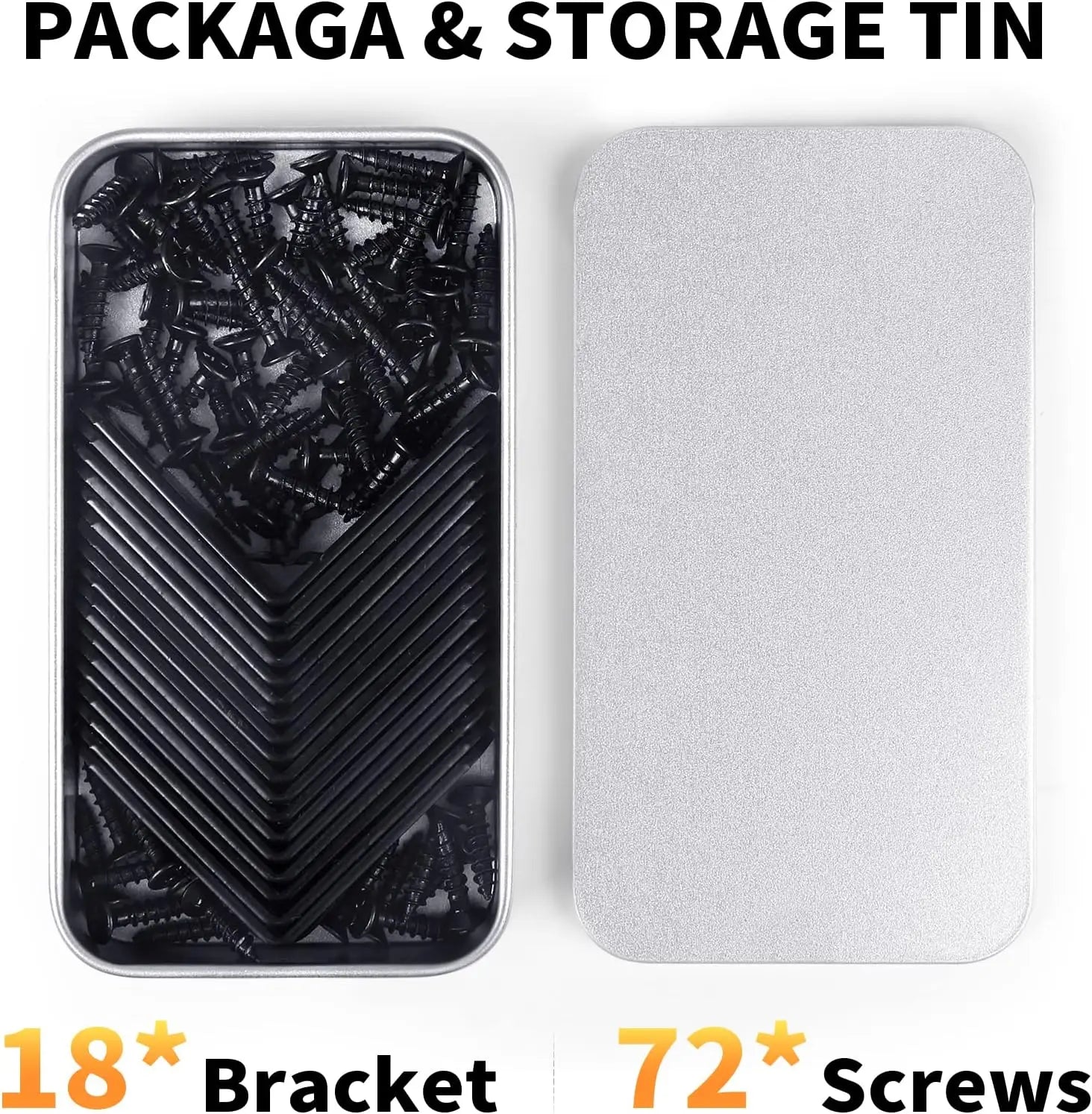 18PCS Stainless Steel L Brackets for Shelves, Black Small Right Angle Corner Brace with 72PCS Screws (1.57x1.57 in)