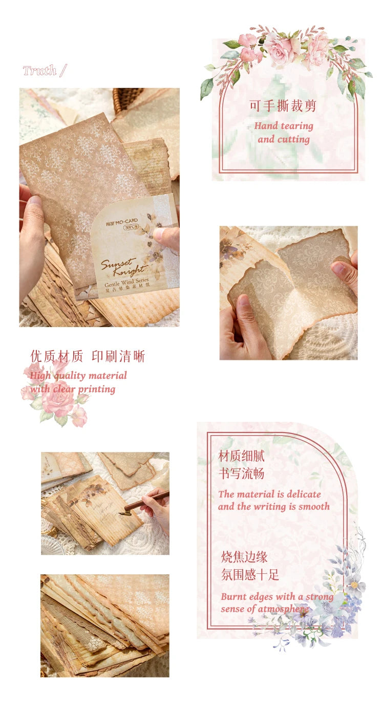 30 Sheets Vintage Journal Scrapbooking Supplies Material Labels paper for Journal notebook Planner hand made Craft Supplies