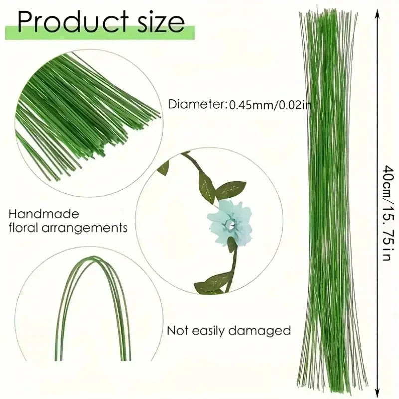 100 Pcs Floral Wire 26 Gauge Crafts Florist Green Floral Wire for Crafts Bouquet Stem Wreath Making Flower Arrangement Supplies1