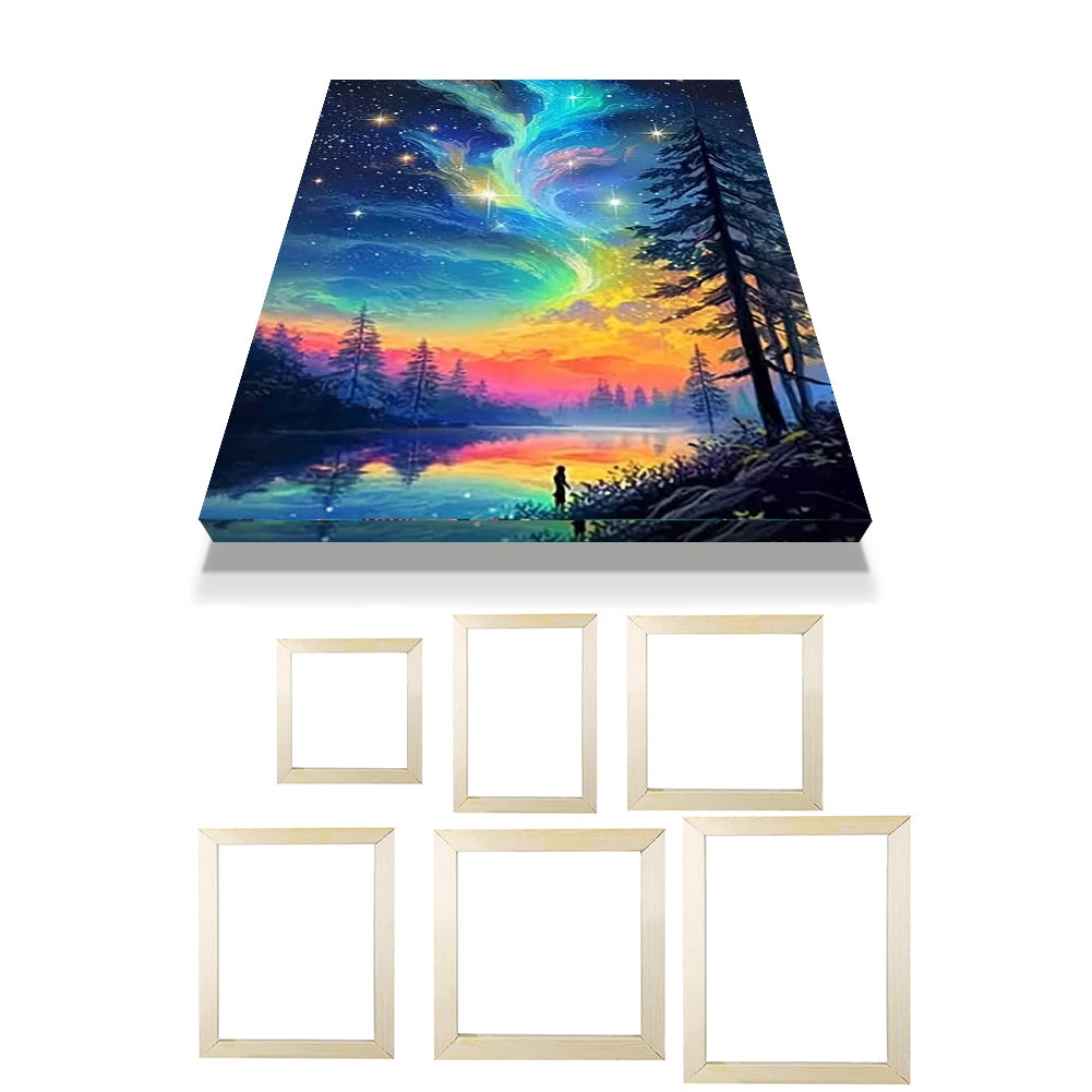 Painting Frame DIY Wall Hanging Photo Frame Decorative Wooden Hanging Frame with Adhesive for Canvas Paintings