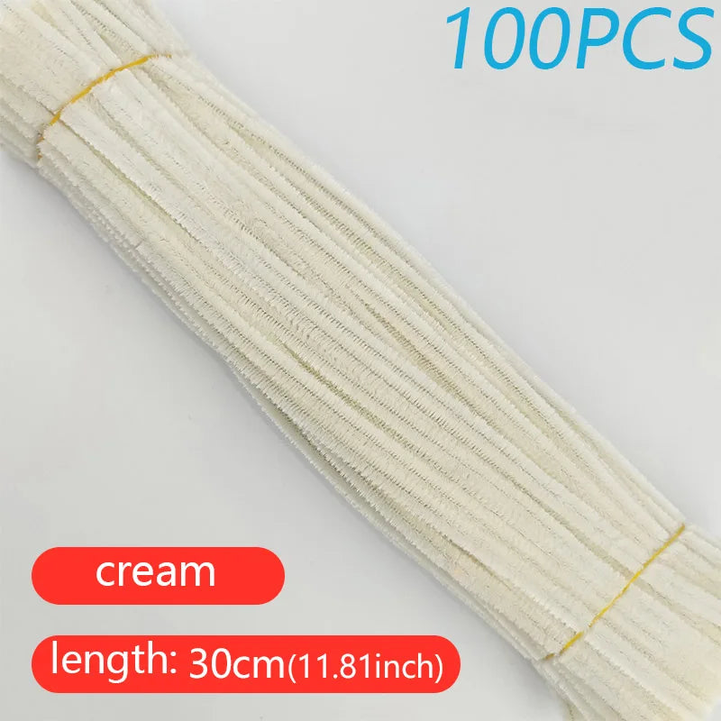 100PCS Colorful Twisted Rod DIY Handcraft Bar Wire Imaginative Wool Root Fluffy Bar Iron Wire Sticks Art Kids Educational Toys