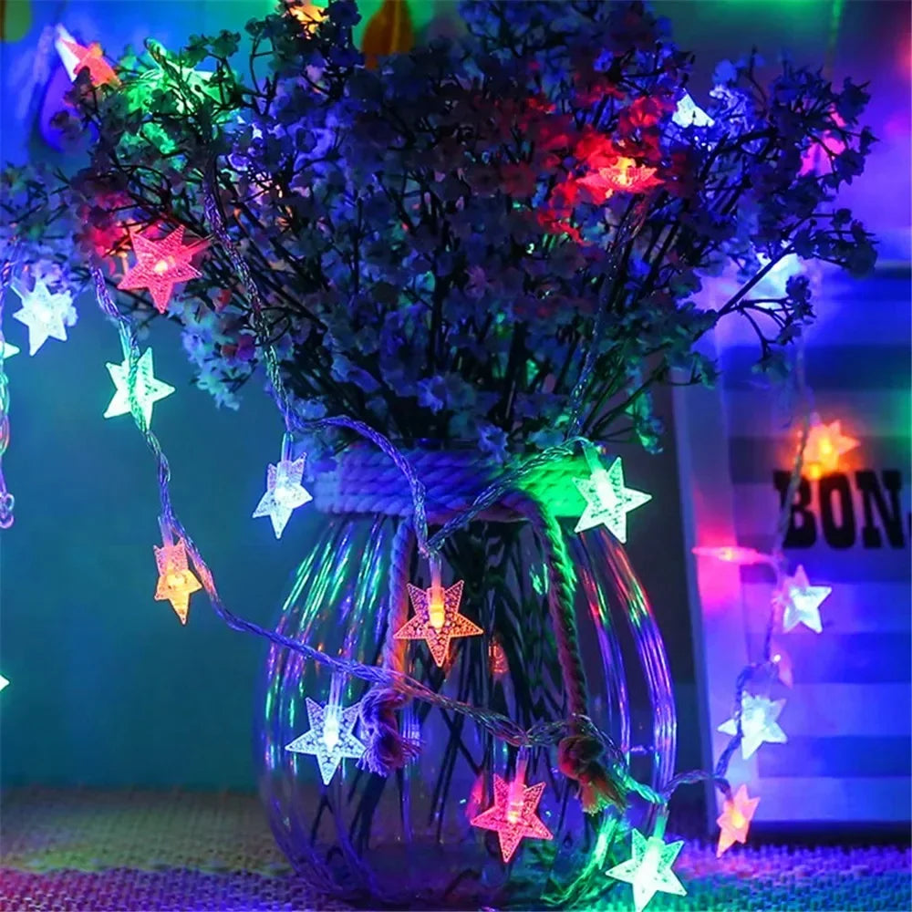 Battery Power Star String Lights Led Fairy Light Christmas Garland for New Year Wedding Party Camping Home Decoration Ramadan