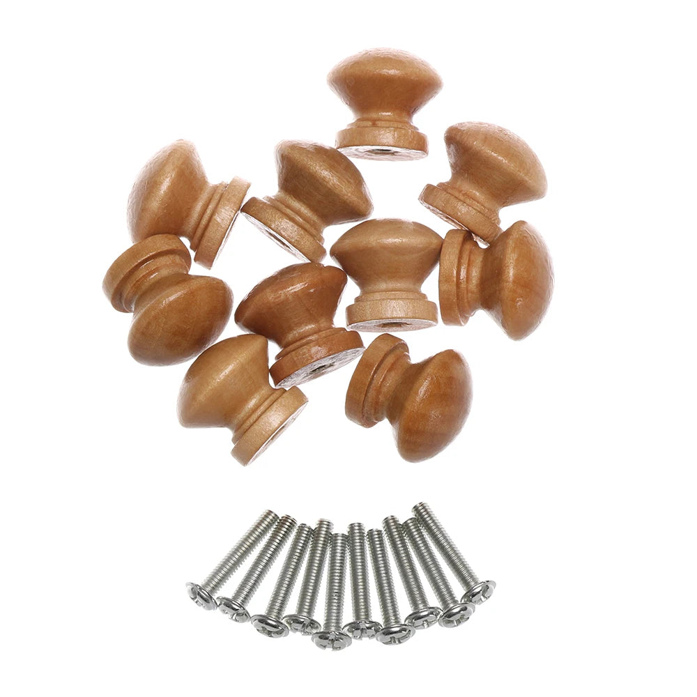 10pcs/Lot Round Natural Wooden Cabinet Pulls Round Shape Drawer Knob Door Handle Wardrobe Pulls Furniture Fitting Hardware