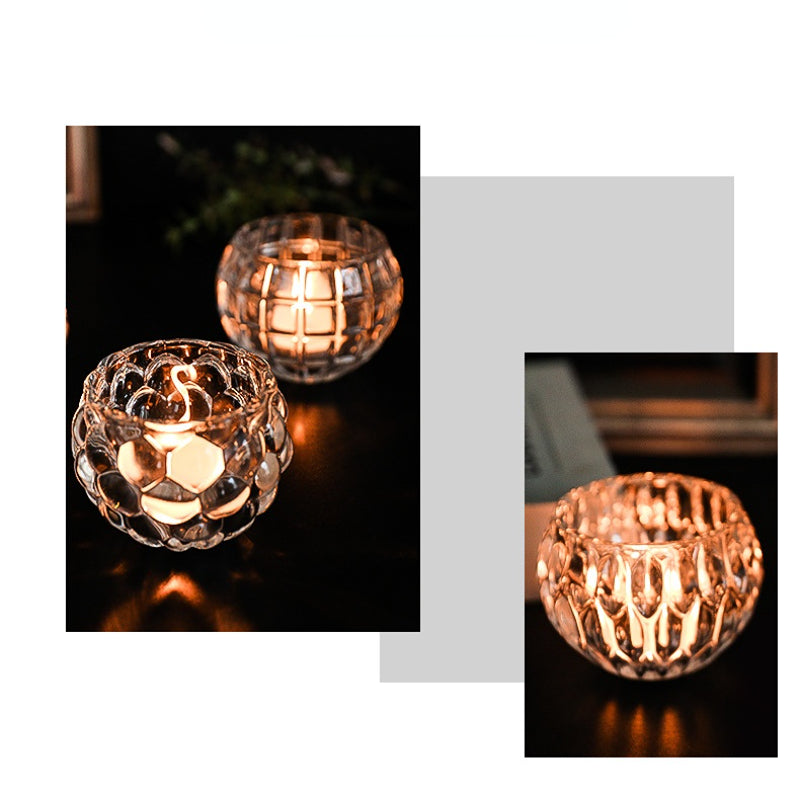 Nordic spherical pumpkin lamp thickened glass candle holder bar candlelight dinner home decorative ornaments craft gifts