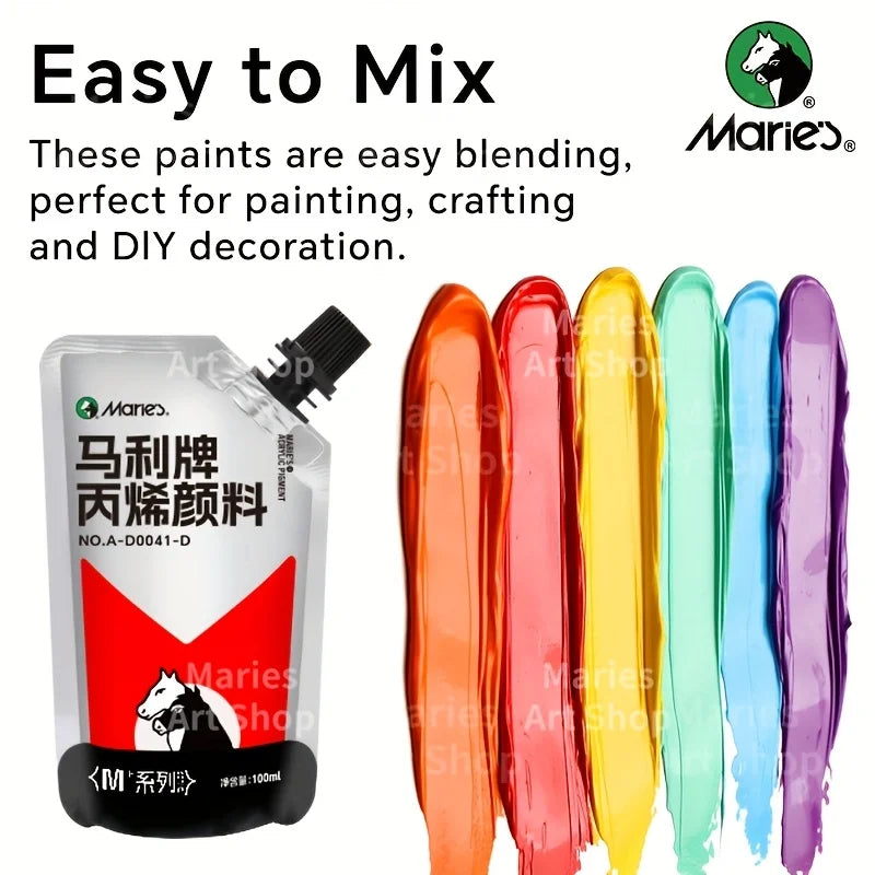 12 Colors Marie's Acrylic Paint Set,100ml/3.38oz,Vibrant Colors,Perect for Artists,Paints on Rocks,Crafts,Canvas,Wood,Stone