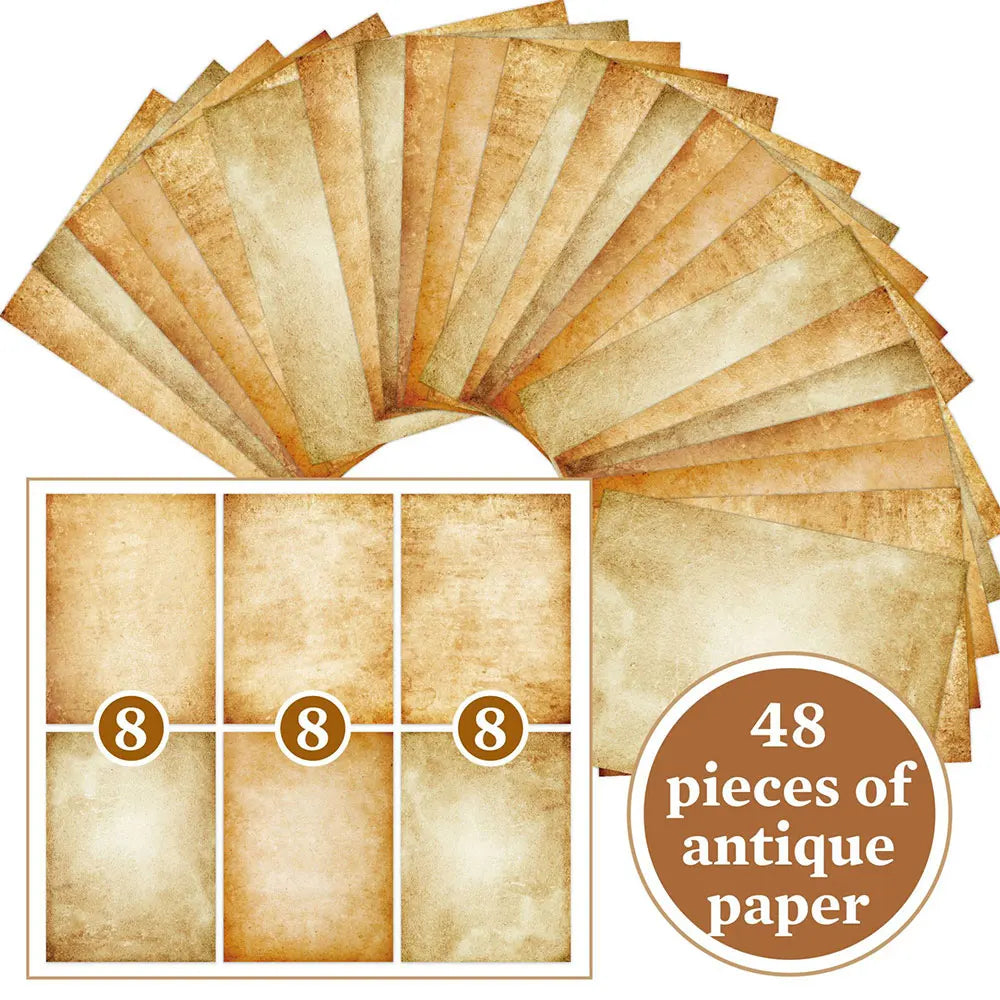 For Fun 48 Sheets Vintage Scrapbook Material Paper DIY Junk Journal Collage Photo Album Retro Background Paper A4 Printing Paper