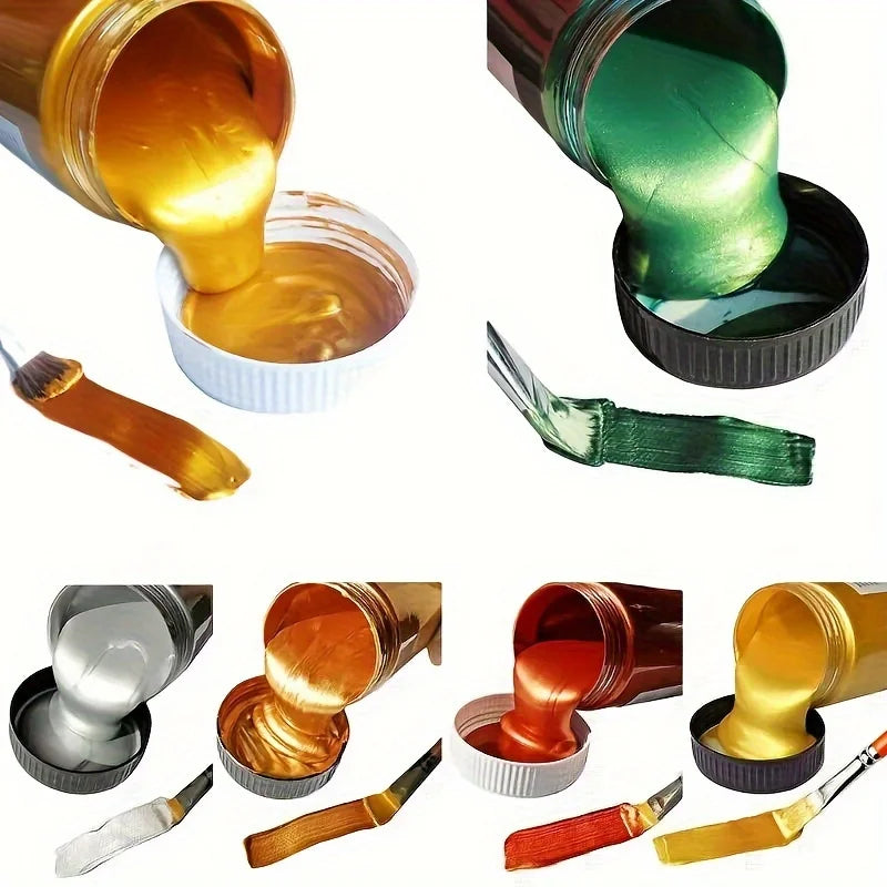 80ml Golden Paint Metal Acrylic Paint Waterproof Pigment Hand Painted Wall Painting Art Pearlescent Pigment Statue Colouring