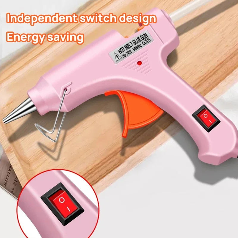 70W Hot Melt Glue Gun with 2/5/10/20 Pcs 7mm Premium Glue Sticks Industrial Guns Heat Temperature Thermo Electric Repair Tool