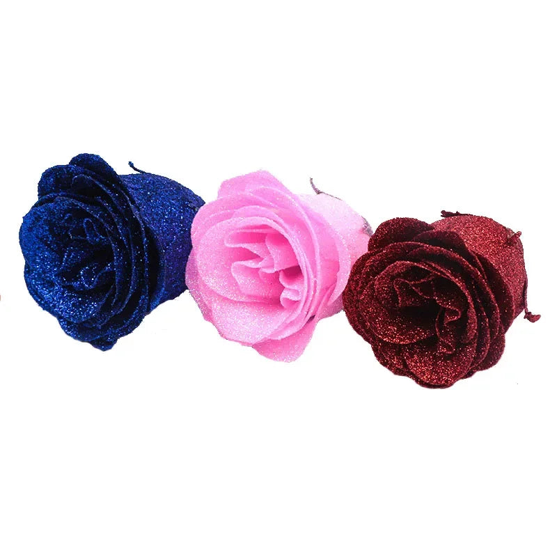 Mother's/Valentine's Day 30/50 pcs 7cm Glitter artificial flower rose girl friend wife DIY bouquet gifts for wedding Birthday