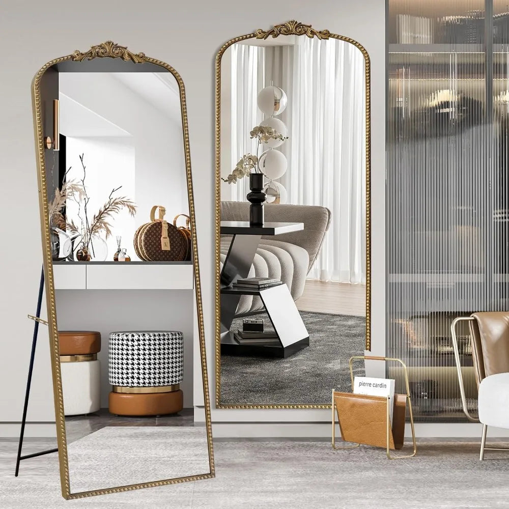 Antique Vintage Gold Baroque Full Length Mirror,71''x30'' Full Body Floor Mirror w/Free Standing, Wall-Mounted or Leaning