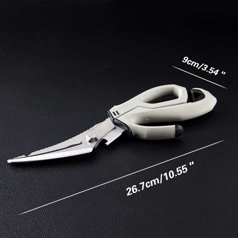 Multifunctional stainless steel detachable kitchen scissors, fishing scissors with fish bone remover, non-slip handle