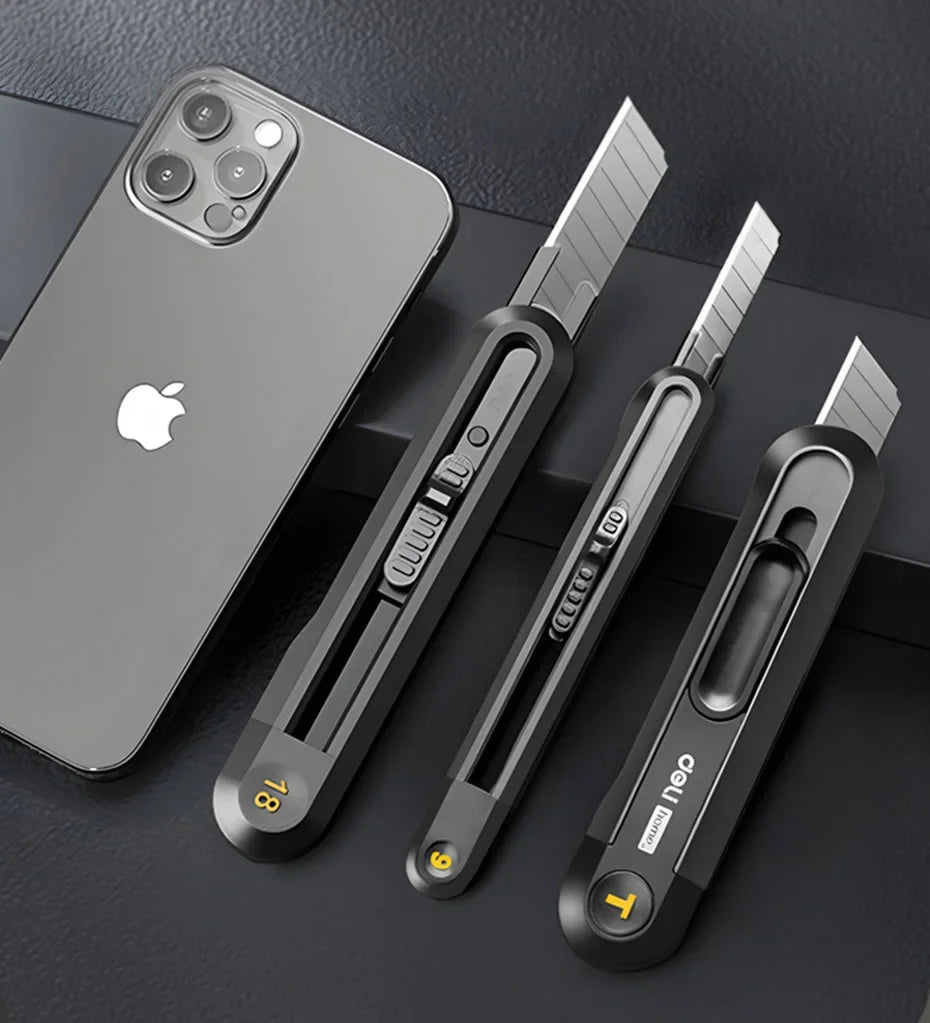 Deli Utility Knife Portable Pocket Box Cutter Retractable Paper нож 18MM 9MM Metal Blade for Office School Stationery Supplies