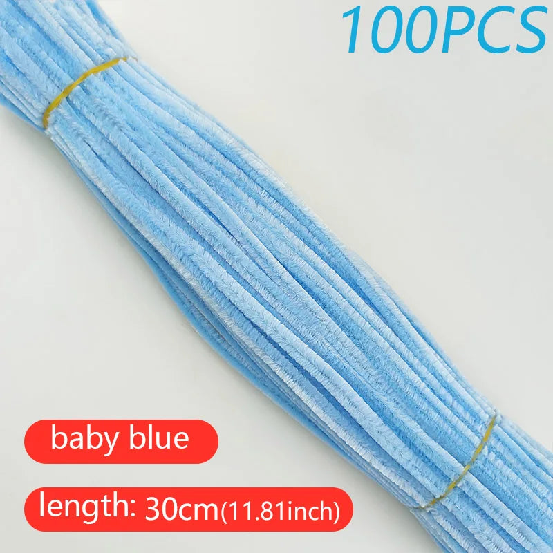 100PCS Colorful Twisted Rod DIY Handcraft Bar Wire Imaginative Wool Root Fluffy Bar Iron Wire Sticks Art Kids Educational Toys