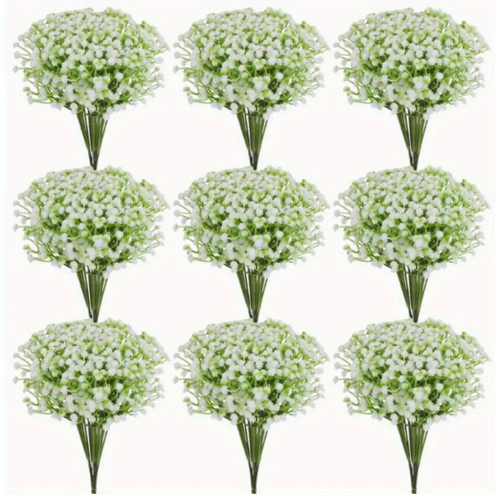 Zezzos 100 Pcs Baby's Breath Artificial Flowers, Fake Baby's Breath Flowers Artificial Bulk White Gypsophila Bouquets Real Touch