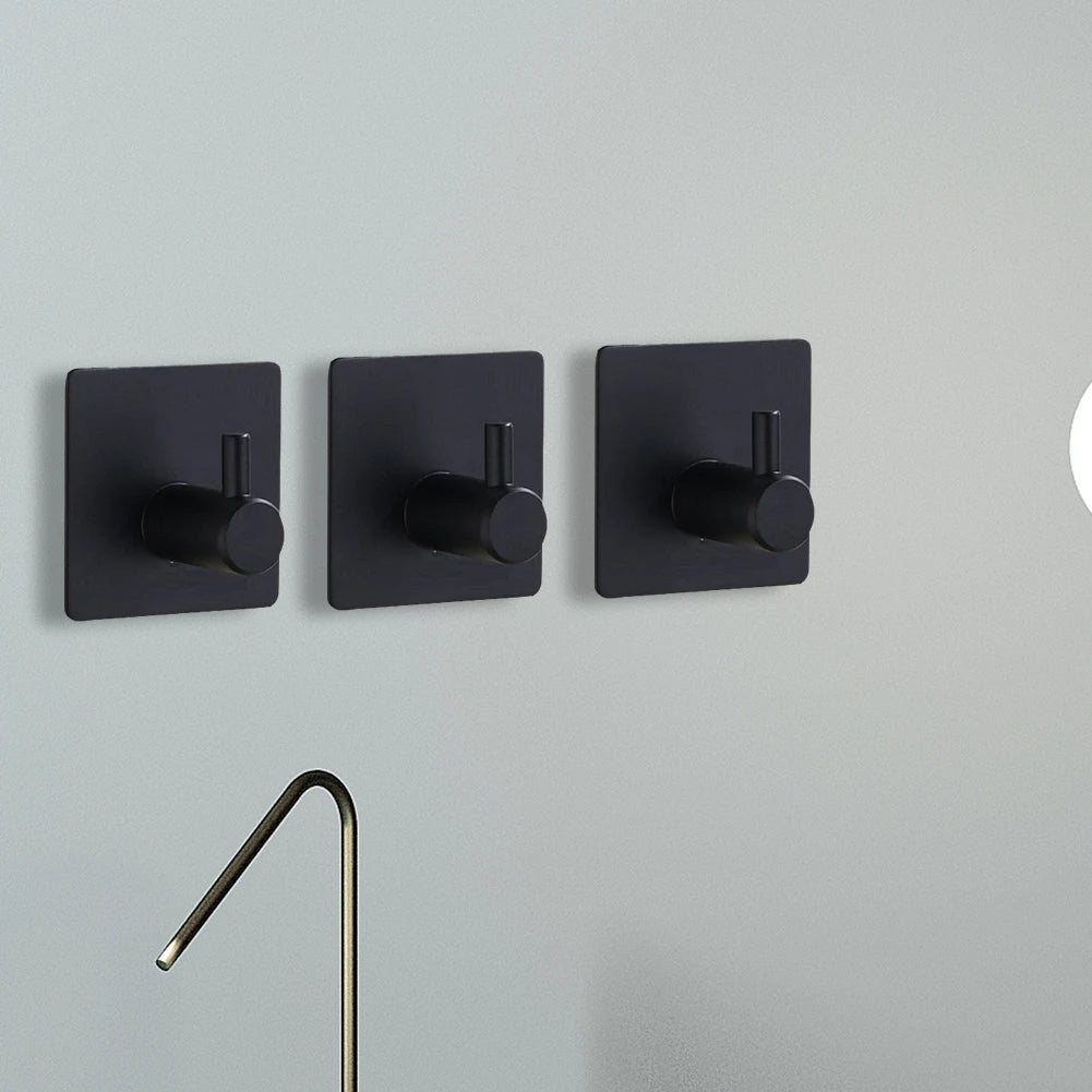 Space Aluminium Self Adhesive Towel Hooks Wall Coat Rack Key Holder Towel Hooks Clothes Hanging Rack Bathroom Accessories