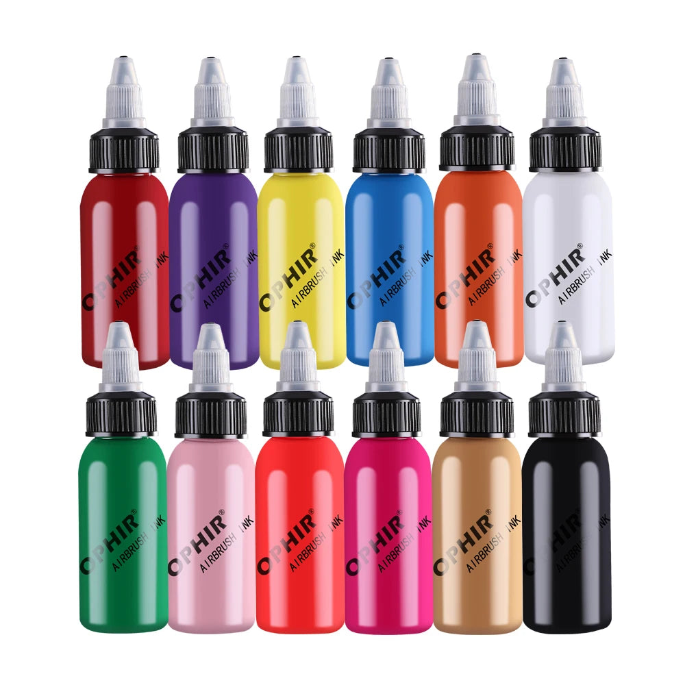 OPHIR Airbrush Ink DIY  Acrylic Paint for Nail Art Painting Colors Acrylic Painting Pigment Inks 30 ML/Bottle_TA100