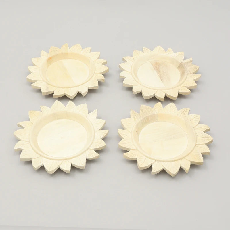 Wooden sunflower shaped heat-resistant tray wooden dining plate wooden tableware environmentally friendly natural and warm