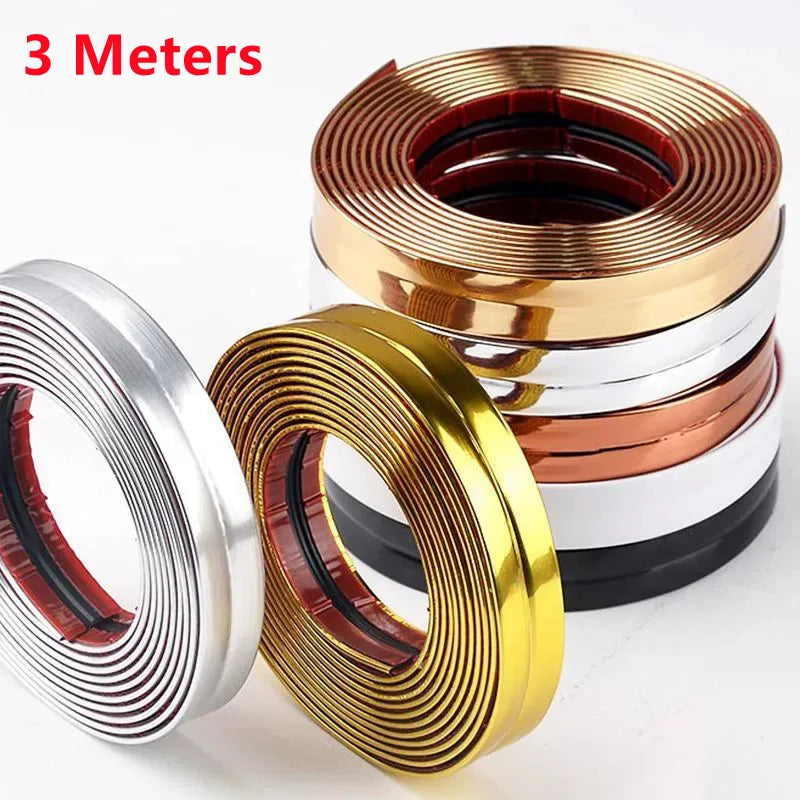 PVC Self-adhesive Decorative Tape Gold Background Wall Inner Corner Decor Strip Furniture Table Edge Anti-collision Bumper Tape
