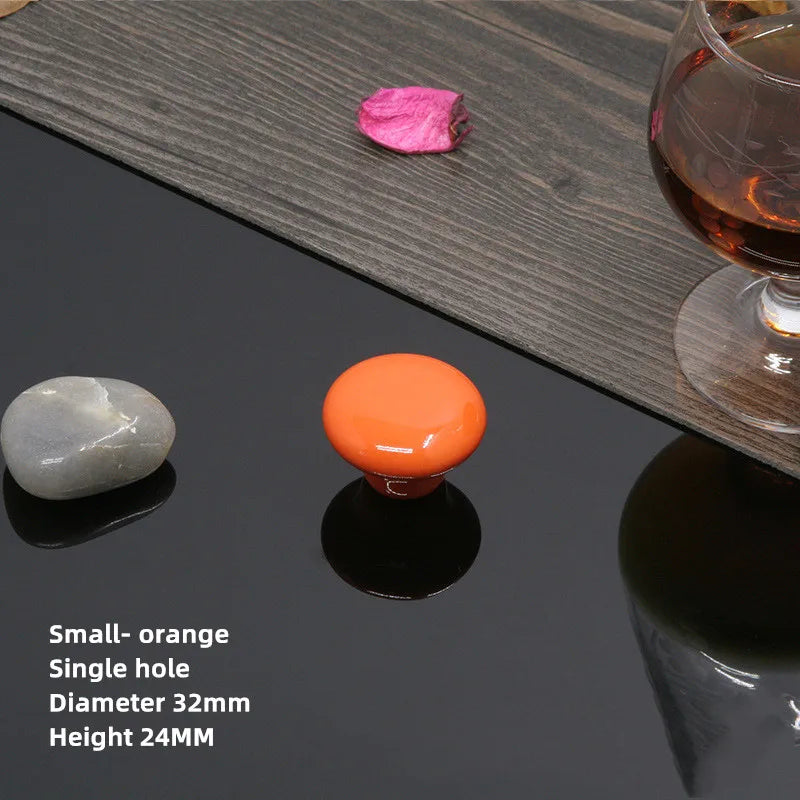 Colorful Ceramic Door Handles Round Cabinet Knobs Cupboard Drawer Wardrobe Pull Knob Furniture Candy Color Accessories