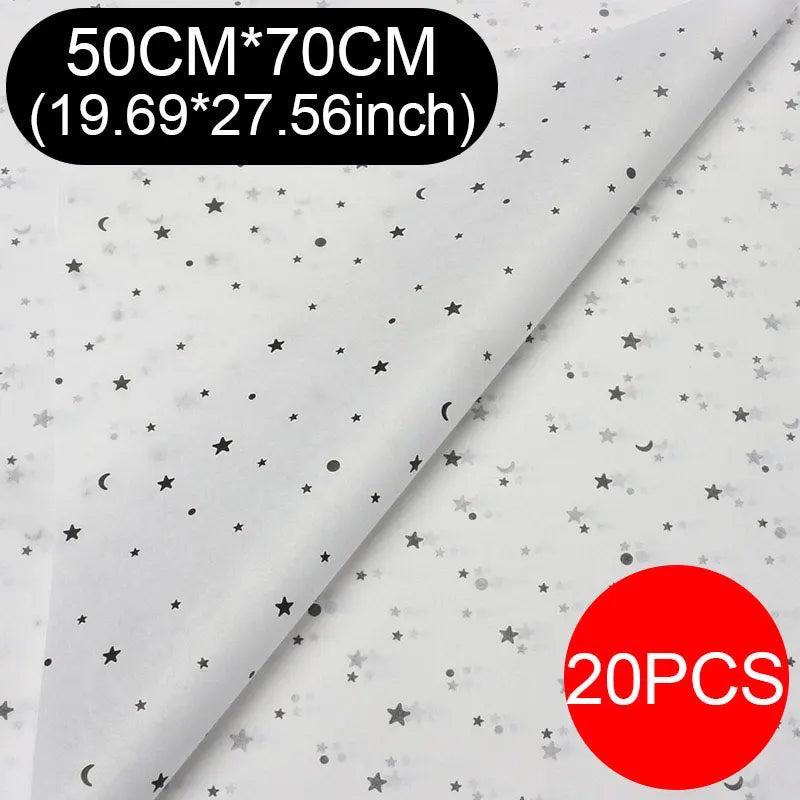 20pcs sheet Cotton Bouquet Flower Wrapping Paper Star Moon Sydney Paper Wrapping Paper Flower Wrapping Paper Cake Baking Gift
