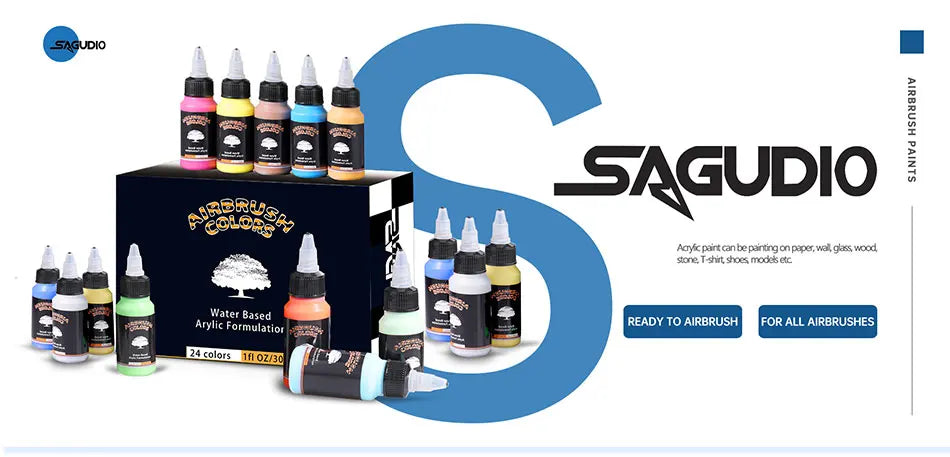 Acrylic Paint Set of 12 Colors 30ml Bottles Water Based Waterproof Ready to Airbrush for Model, Shoes, Wood,Fabric,Leather