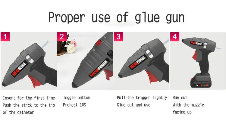12V cordless hot glue gun kit and hot glue sticks