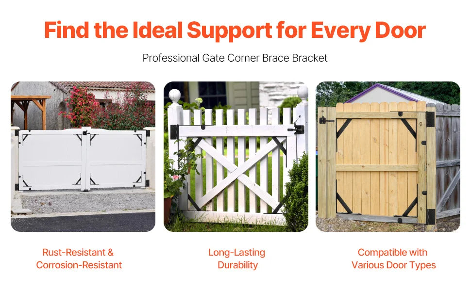 Gate Corner Brace Bracket, Anti Sag Gate Frame Hardware Kit, Gate Frame Brace Bracket with Latch Lock Rope, Latch Lock, for