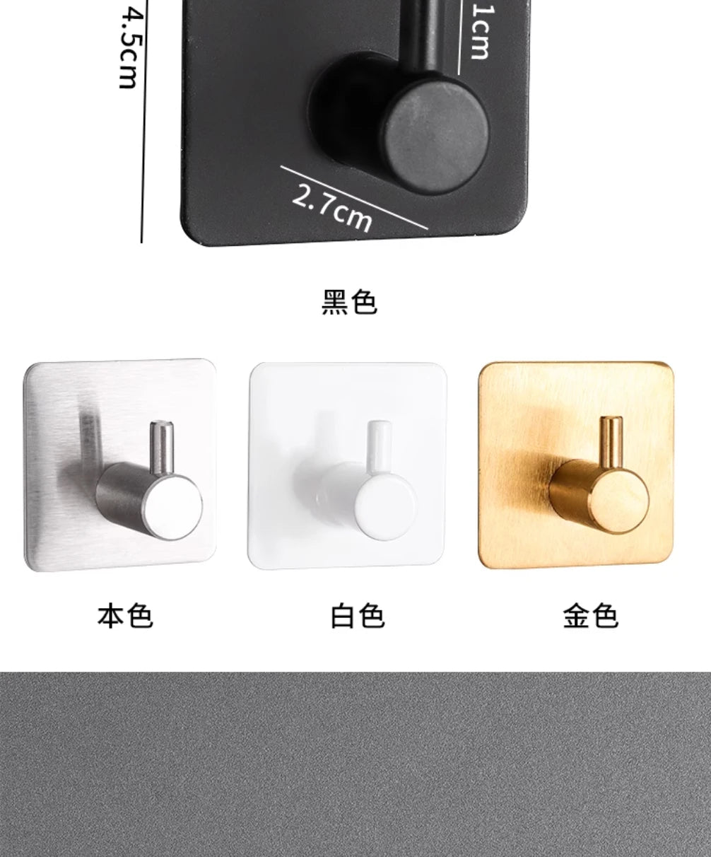 Strong Adhesive Wall Hook Sticker Hanging Coat Rack Clothes Hanger Shower Robe Hook Kitchen Bathroom Towel Hooks Holder