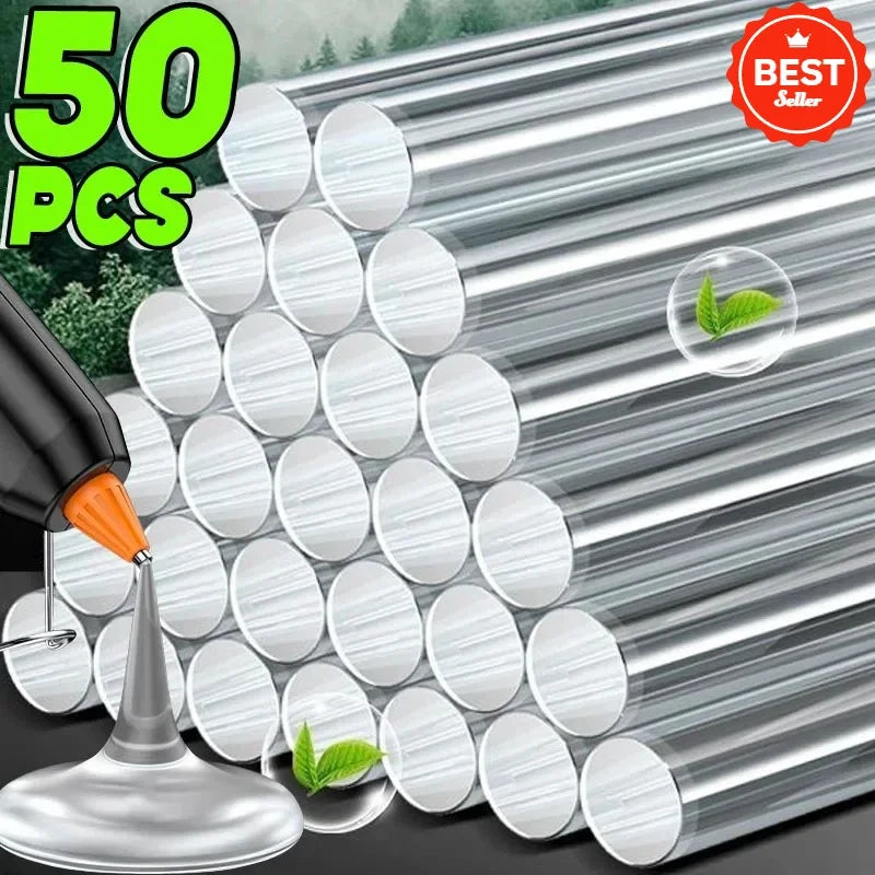 50PcsTransparent Hot Melt Glue Sticks for Heat Pistol Gun Electric Glue Gun Glue Stick General Adhesive DIY Craft Repair Tools