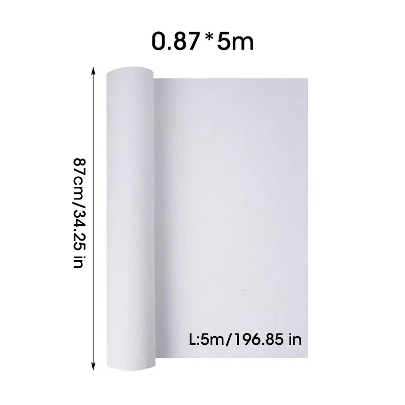 5M/Roll Cotton Canvas Roll,White Black Blank Specialized Suitable for Oil Painting,Acrylic Pigments,27,37,47,,57,67,77,87cm Wide